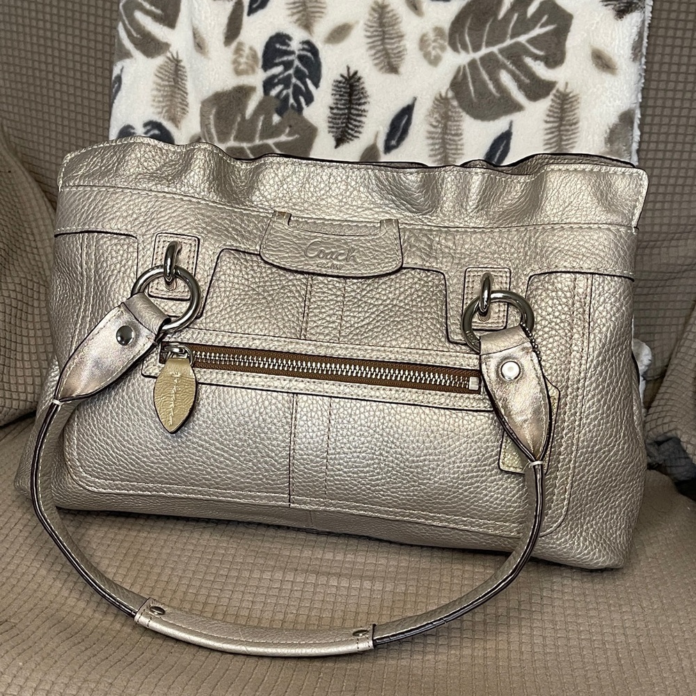 Coach Penelope Metallic Silver Shoulder Bag